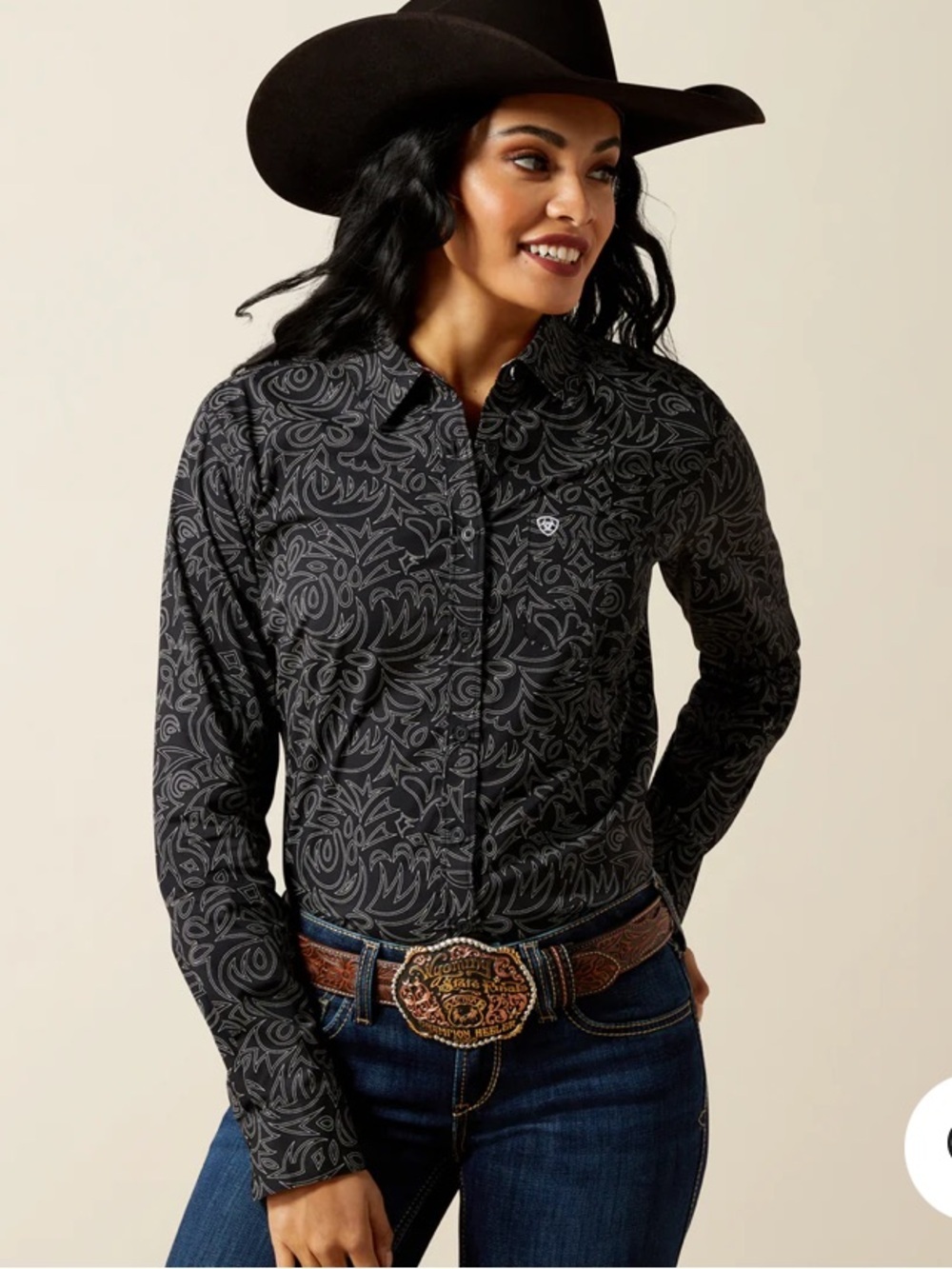 NWOT ARIAT KIRBY STRETCH BLACK BOOT STITCH SHIRT - 10062539
Size 1X
